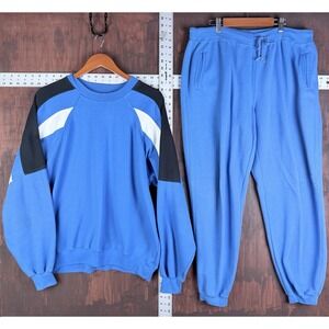 Cheetah Mervyns Sweatsuit Fleece Vintage 80s 90s Blue White BlackAdult Men Large